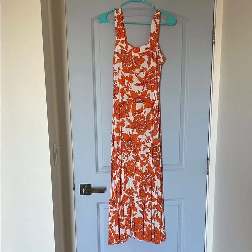 Vince Camuto Orange and White Floral Maxi Dress - Picture 1 of 5